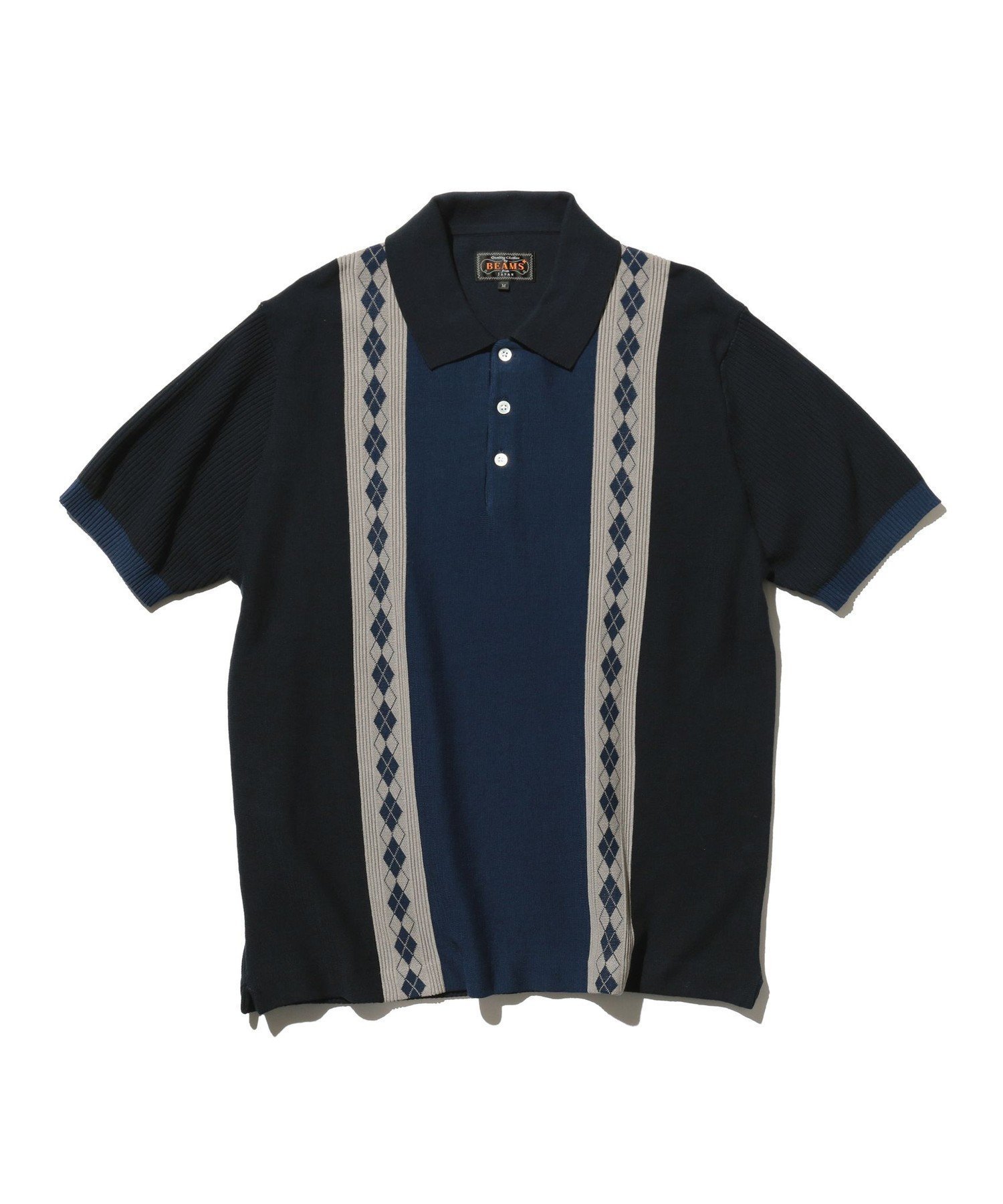 【ビームス/BEAMS / MEN】のアーガイル柄 ストライプ ニット ポロシャツ 25SS インテリア・キッズ・メンズ・レディースファッション・服の通販 founy(ファニー) 　ファッション　Fashion　メンズファッション　MEN　2025年　2025　2025春夏・S/S　Ss,Spring/Summer,2025　クラシック　Classic　スタンダード　Standard　ストライプ　Stripe　パターン　Pattern　ポロシャツ　Polo Shirt　NAVY|ID: prp329100004523228 ipo3291000000031996086