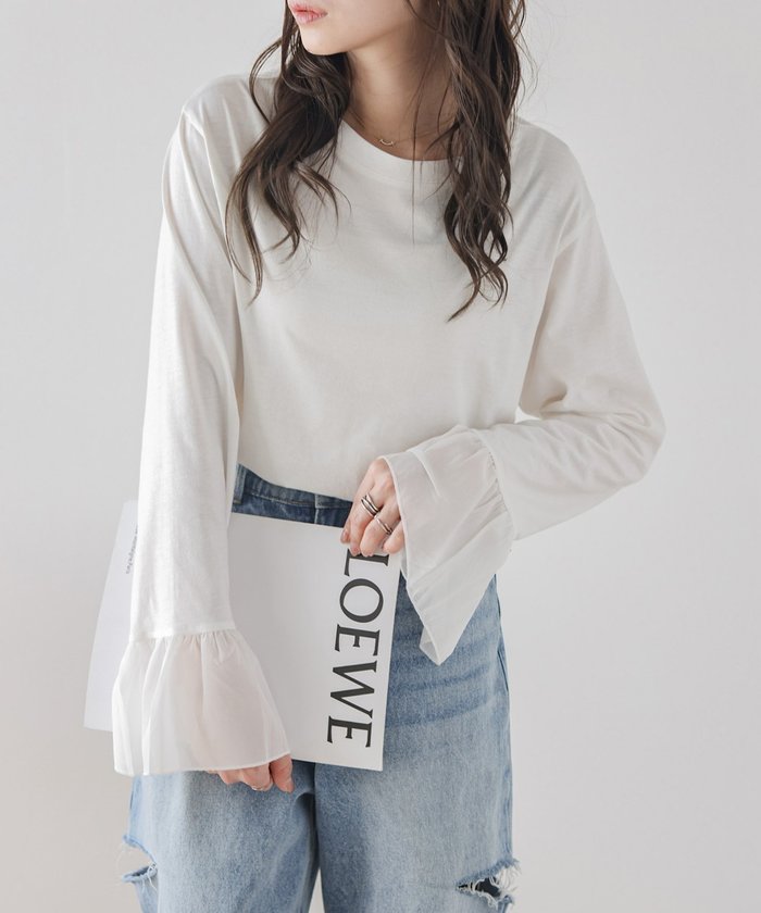【その他のブランド/Other】のフリル袖ロングTシャツ インテリア・キッズ・メンズ・レディースファッション・服の通販 founy(ファニー) https://founy.com/ ファッション Fashion レディースファッション WOMEN トップス・カットソー Tops/Tshirt シャツ/ブラウス Shirts/Blouses ロング / Tシャツ T-Shirts ボリュームスリーブ / フリル袖 Volume Sleeve カーディガン Cardigan フリル Frills ロング Long エレガント 上品 Elegant |ID: prp329100004523231 ipo3291000000031996104