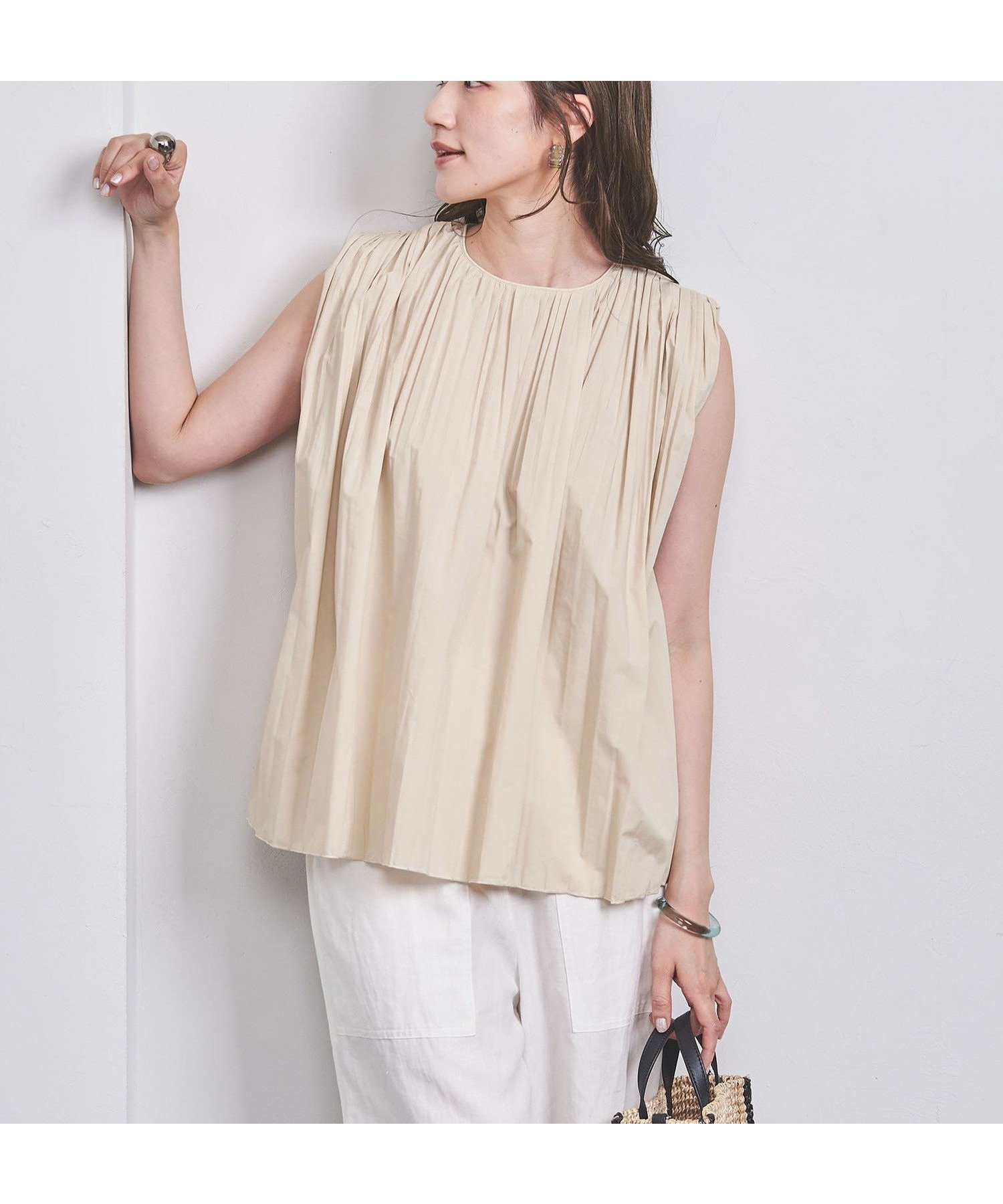【その他のブランド/Other】のランダムプリーツ ノースリーブ ブラウス 人気、トレンドファッション・服の通販 founy(ファニー) 　ファッション　Fashion　レディースファッション　WOMEN　トップス・カットソー　Tops/Tshirt　キャミソール / ノースリーブ　No Sleeves　シャツ/ブラウス　Shirts/Blouses　デニム　Denim　ノースリーブ　No Sleeve　バランス　Balance　プリーツ　Pleats　ボトム　Bottom　ランダム　Random　夏　Summer　 other-1|ID: prp329100004523251 ipo3291000000031996365