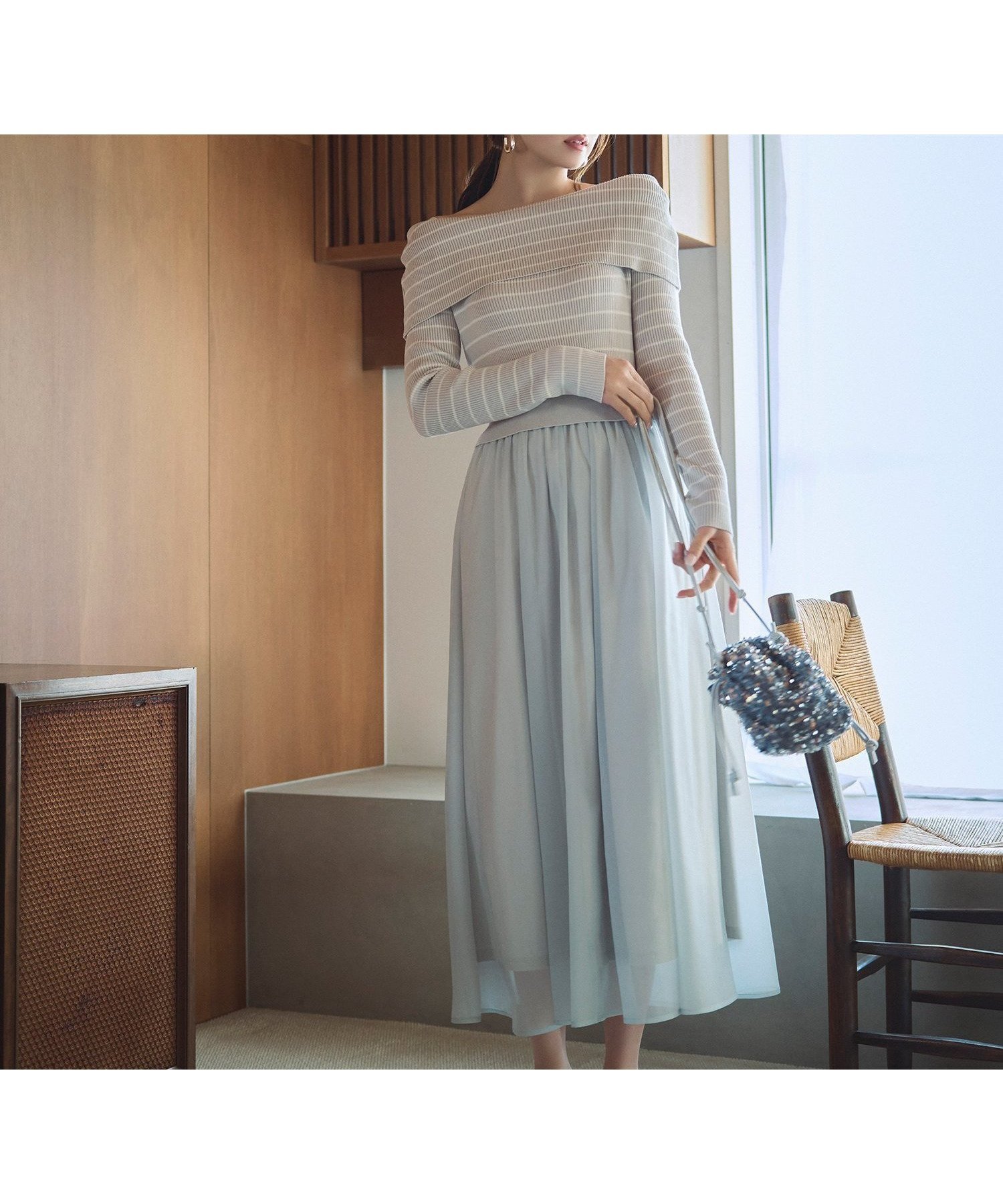 【ナチュラル ビューティー ベーシック/NATURAL BEAUTY BASIC】のオフショルドッキングニットワンピース 人気、トレンドファッション・服の通販 founy(ファニー) 　ファッション　Fashion　レディースファッション　WOMEN　ワンピース　Dress　ニットワンピース　Knit Dresses　オフショルダー　Off Shoulder　ドッキング　Docking　バランス　Balance　フィット　Fit　フレア　Flare　リブニット　Rib Knit　 other-1|ID: prp329100004523254 ipo3291000000031996401