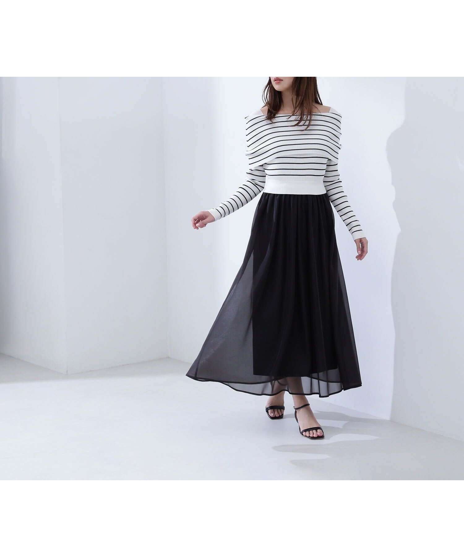 【ナチュラル ビューティー ベーシック/NATURAL BEAUTY BASIC】のオフショルドッキングニットワンピース インテリア・キッズ・メンズ・レディースファッション・服の通販 founy(ファニー) 　ファッション　Fashion　レディースファッション　WOMEN　ワンピース　Dress　ニットワンピース　Knit Dresses　オフショルダー　Off Shoulder　ドッキング　Docking　バランス　Balance　フィット　Fit　フレア　Flare　リブニット　Rib Knit　オフボーダー2|ID: prp329100004523254 ipo3291000000031996403