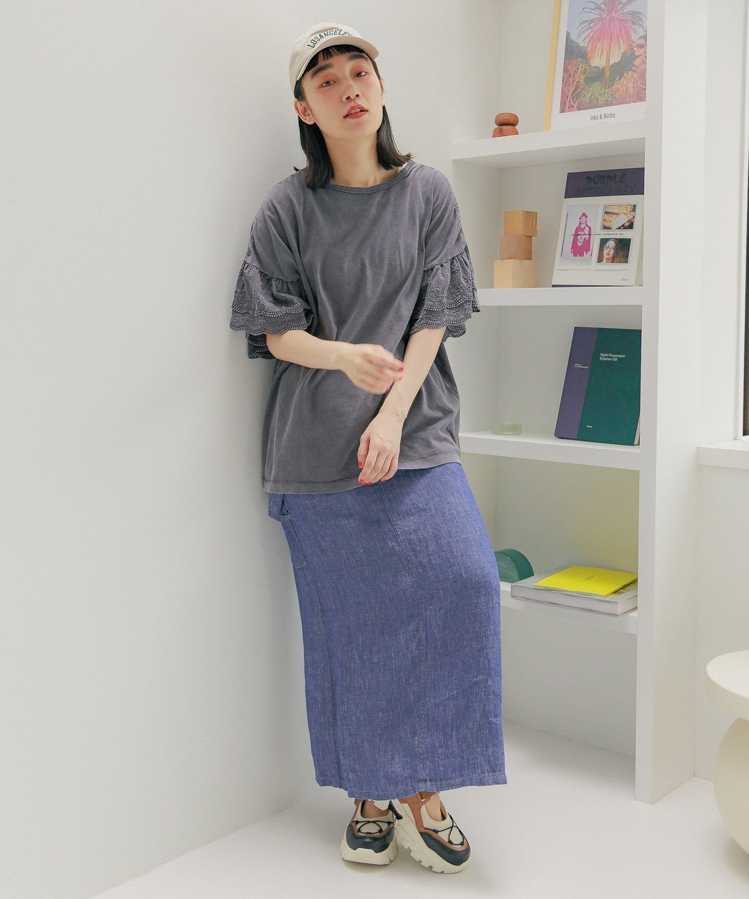 【ニコアンド/niko and】のFINEリネンツイルスカート インテリア・キッズ・メンズ・レディースファッション・服の通販 founy(ファニー) 　ファッション　Fashion　レディースファッション　WOMEN　スカート　Skirt　おすすめ　Recommend　サスペンダー　Suspenders　ストレート　Straight　スリット　Slit　ポケット　Pocket　リネン　Linen　ロング　Long　人気　Popularity　デニムライク|ID: prp329100004523292 ipo3291000000031996706