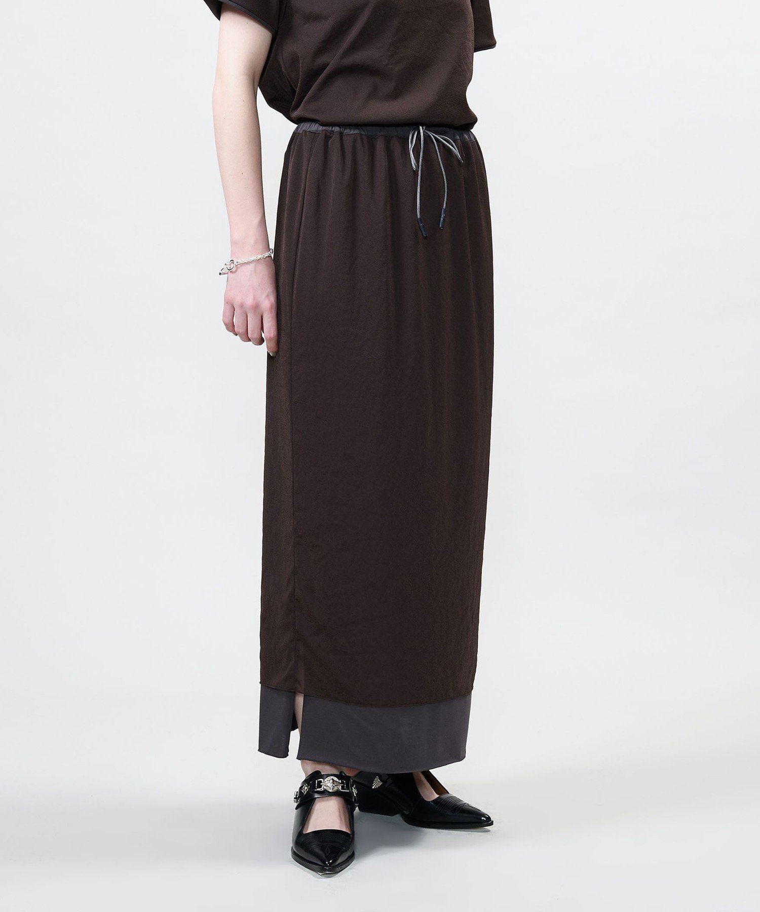 【ユナイテッドアローズ/UNITED ARROWS】のASTRAET テンジクxシフォン レイヤード タイトスカート インテリア・キッズ・メンズ・レディースファッション・服の通販 founy(ファニー) 　ファッション　Fashion　レディースファッション　WOMEN　スカート　Skirt　アンダー　Under　コンビ　Combination　シフォン　Chiffon　スリット　Slit　タイトスカート　Tight Skirt　タンク　Tank　バランス　Balance　DK.BROWN|ID: prp329100004523299 ipo3291000000031996729