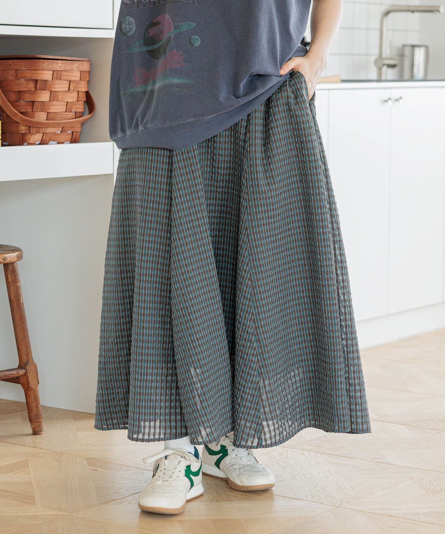【ニコアンド/niko and】のシアーチェックフレアスカート 人気、トレンドファッション・服の通販 founy(ファニー) 　ファッション　Fashion　レディースファッション　WOMEN　スカート　Skirt　Aライン/フレアスカート　Flared A-Line Skirts　おすすめ　Recommend　シアー　Sheer　チェック　Check　フレア　Flare　リブニット　Rib Knit　 other-1|ID: prp329100004523300 ipo3291000000031996743