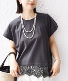 【シップス フォー ウィメン/SHIPS】の【WEB限定】 手洗い可能 裾 レース コンビ プルオーバー チャコールグレー|ID: prp329100004523325 ipo3291000000031996896