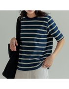 【リエディ/Re:EDIT】のコットンブレンドボーダーor花柄Tシャツ マルチネイビー|ID: prp329100004523354 ipo3291000000031997057