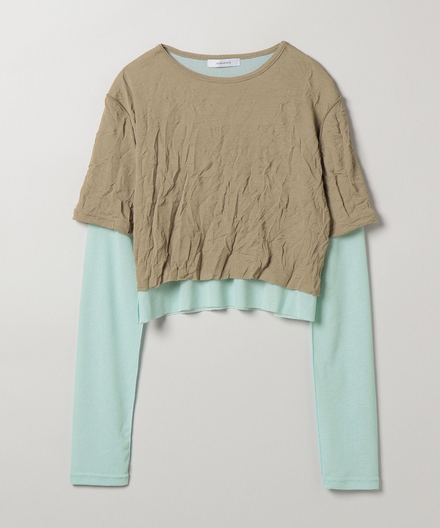 【ジーナシス/JEANASiS】のワッシャーレイヤードLS TEE インテリア・キッズ・メンズ・レディースファッション・服の通販 founy(ファニー) 　ファッション　Fashion　レディースファッション　WOMEN　おすすめ　Recommend　コンパクト　Compact　シンプル　Simple　ドッキング　Docking　ボトム　Bottom　ワイド　Wide　ワッシャー　Washer　半袖　Short Sleeve　ベージュ系その他|ID: prp329100004523359 ipo3291000000031997075