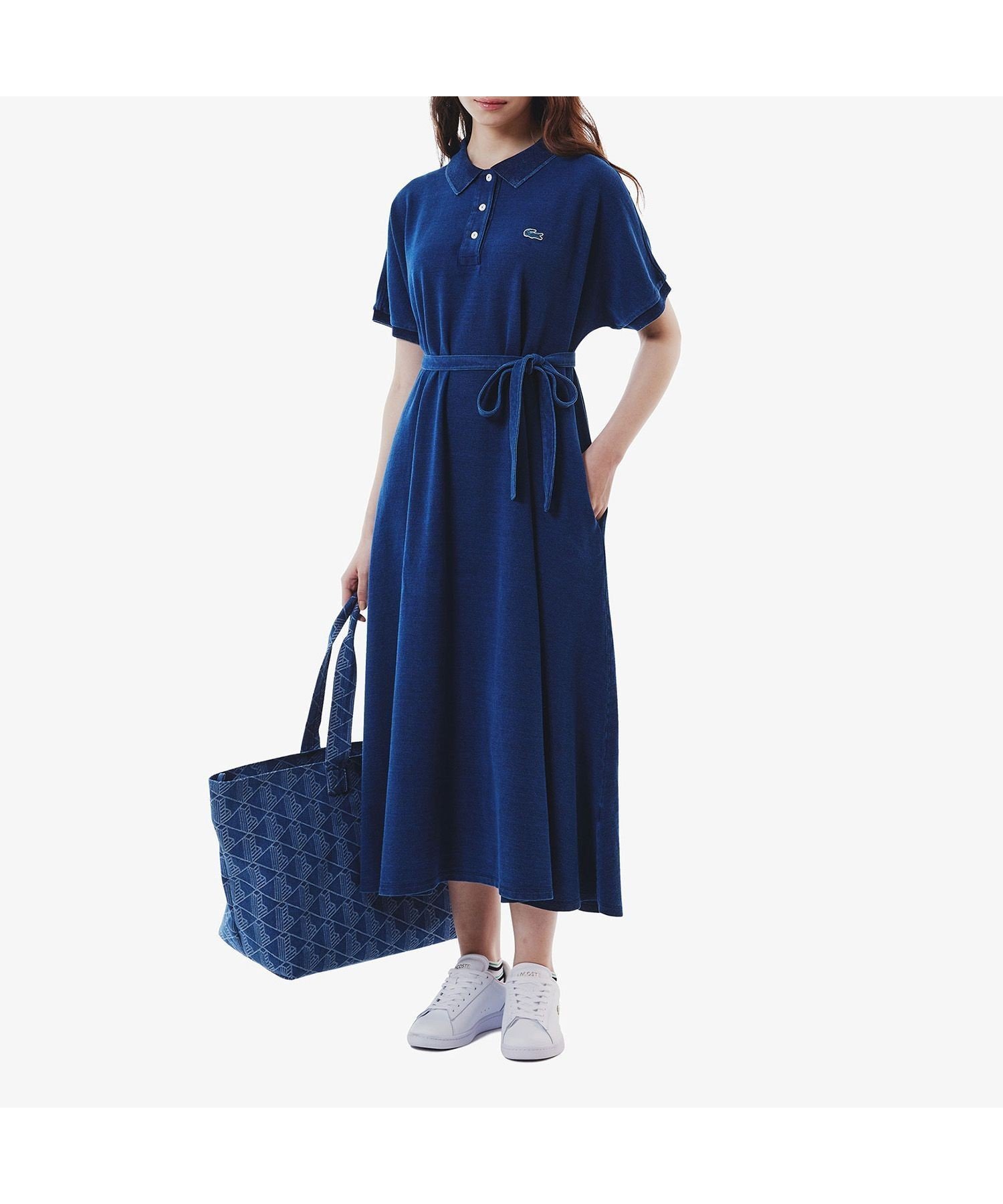 【ラコステ/LACOSTE】のインディゴ 鹿の子ポロドレス マキシ丈ワンピース フレア Iライン インテリア・キッズ・メンズ・レディースファッション・服の通販 founy(ファニー) 　ファッション　Fashion　レディースファッション　WOMEN　ワンピース　Dress　ドレス　Party Dresses　インディゴ　Indigo　クラシック　Classic　ドレス　Dress　フレア　Flare　ポロシャツ　Polo Shirt　マキシ　Maxi　定番　Standard　鹿の子　Pique　ブルー|ID: prp329100004523409 ipo3291000000031997403