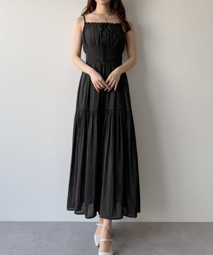 【ジュノア/JUNOAH】のmipiarl ワッシャーシャーリングティアードキャミワンピース インテリア・キッズ・メンズ・レディースファッション・服の通販 founy(ファニー) https://founy.com/ ファッション Fashion レディースファッション WOMEN ワンピース Dress キャミワンピース No Sleeve Dresses |ID: prp329100004523433 ipo3291000000031997568