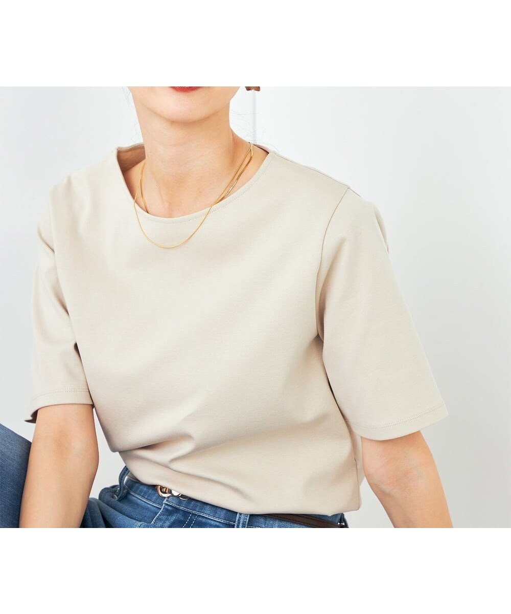 【アー ヴェー ヴェー/a.v.v】の【接触冷感/UVカット】大人のきちんとTシャツ インテリア・キッズ・メンズ・レディースファッション・服の通販 founy(ファニー) 　ファッション　Fashion　レディースファッション　WOMEN　トップス・カットソー　Tops/Tshirt　シャツ/ブラウス　Shirts/Blouses　ロング / Tシャツ　T-Shirts　インナー　Inner　洗える　Washable　ジャケット　Jacket　スリット　Slit　セットアップ　Set Up　ベーシック　Basic　ボトム　Bottom　無地　Plain Color　再入荷　Restock/Back In Stock/Re Arrival　おすすめ　Recommend　夏　Summer　ビジネス 仕事 通勤　Business　グレージュ|ID: prp329100004523488 ipo3291000000031998103