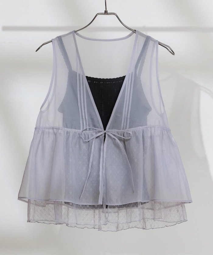 【フリークスストア/FREAK'S STORE】のオーガンジー レースレイヤードベスト インテリア・キッズ・メンズ・レディースファッション・服の通販 founy(ファニー) 　ファッション　Fashion　レディースファッション　WOMEN　アウター　Coat Outerwear　トップス・カットソー　Tops/Tshirt　ベスト/ジレ　Gilets/Vests　2025年　2025　2025春夏・S/S　Ss,Spring/Summer,2025　オーガンジー　Organdy　フェミニン　Feminine　ベスト　Vest　レース　Race　人気　Popularity　切替　Switching　夏　Summer　S/S・春夏　Ss・Spring/Summer　グレー|ID: prp329100004523520 ipo3291000000031998431