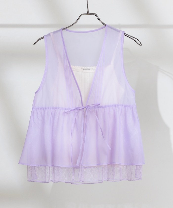 【フリークスストア/FREAK'S STORE】のオーガンジー レースレイヤードベスト インテリア・キッズ・メンズ・レディースファッション・服の通販 founy(ファニー) 　ファッション　Fashion　レディースファッション　WOMEN　アウター　Coat Outerwear　トップス・カットソー　Tops/Tshirt　ベスト/ジレ　Gilets/Vests　2025年　2025　2025春夏・S/S　Ss,Spring/Summer,2025　オーガンジー　Organdy　フェミニン　Feminine　ベスト　Vest　レース　Race　人気　Popularity　切替　Switching　夏　Summer　S/S・春夏　Ss・Spring/Summer　ラベンダー|ID: prp329100004523520 ipo3291000000031998433