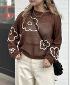 【シーピーシーエム/CPCM】のコード刺繍花柄メッシュニット ブラウン|ID: prp329100004523548 ipo3291000000031998627