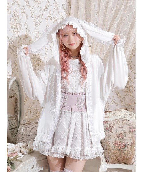 【その他のブランド/Other】のうさ耳リボンシアーブルゾン インテリア・キッズ・メンズ・レディースファッション・服の通販 founy(ファニー) 　ファッション　Fashion　レディースファッション　Fashion for Women　アウター　Coat / Outerwear Collection　ブルゾンジャケット・スポーティアウター　Blouson Jackets　ガーリー　Girly, Feminine Style　チャーム　Charm, Pendant　ブルゾン　Blouson, Bomber Jacket　リボン　Ribbon, Bow　レース　Lace, Lace Fabric　オフホワイト|ID: prp329100004524220 ipo3291000000032748200