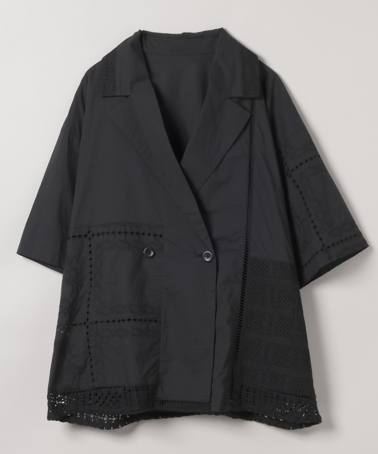 【ジーナシス/JEANASiS】のパッチワークレースWジャケット インテリア・キッズ・メンズ・レディースファッション・服の通販 founy(ファニー) 　ファッション　Fashion　レディースファッション　WOMEN　アウター　Coat Outerwear　ジャケット　Jackets　おすすめ　Recommend　ジャケット　Jacket　セットアップ　Set Up　ダブル　Double　デニム　Denim　トレンド　Trend　パッチワーク　Patchwork　ボトム　Bottom　レース　Race　羽織　Haori　ブラック系その他|ID: prp329100004524250 ipo3291000000032002468