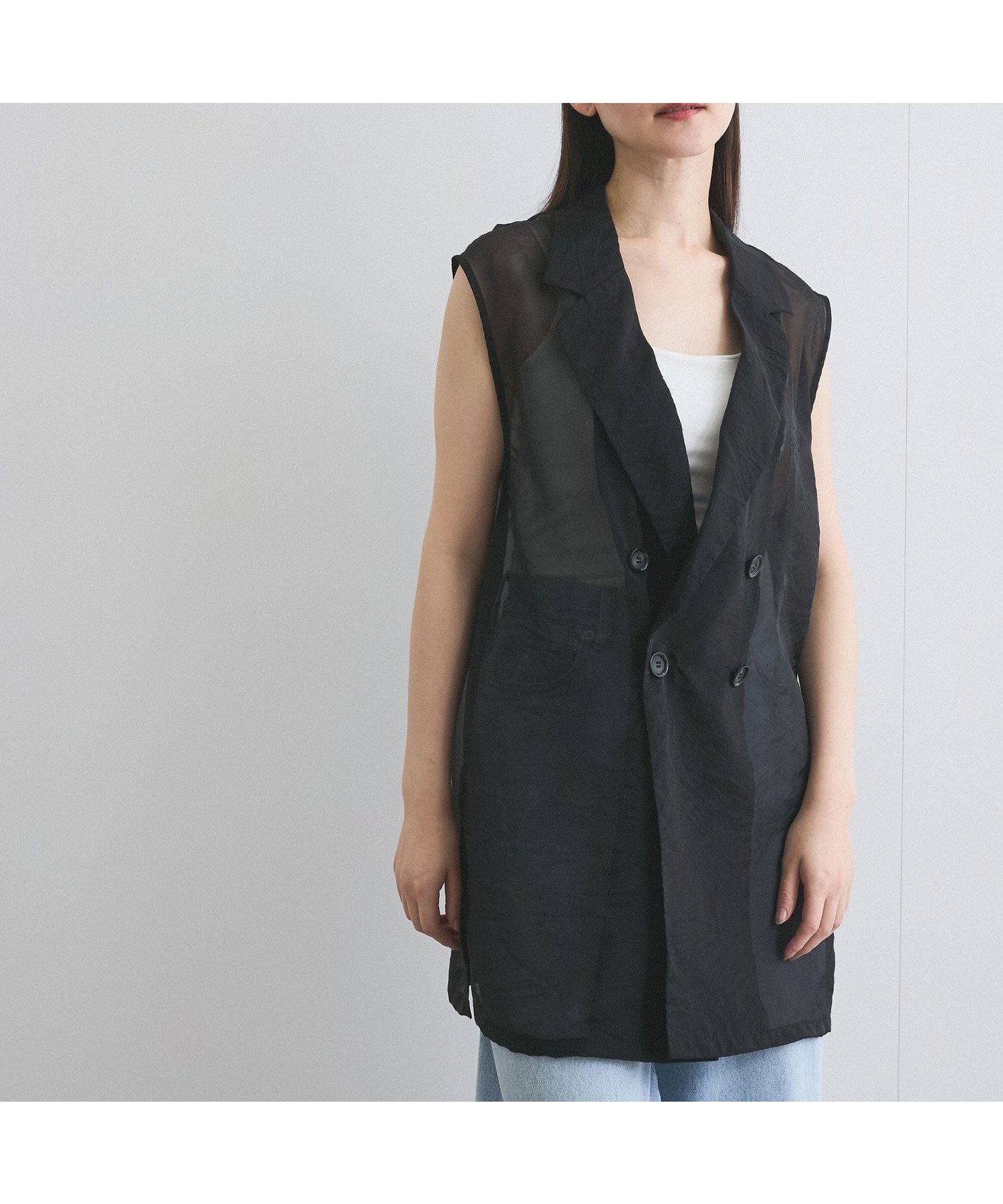 【ケティ/Ketty】のシャンブレーシアーノースリジャケット≪手洗い可能≫ インテリア・キッズ・メンズ・レディースファッション・服の通販 founy(ファニー) 　ファッション　Fashion　レディースファッション　WOMEN　アウター　Coat Outerwear　ジャケット　Jackets　シアー　Sheer　シャンブレー　Chambray　ジーンズ　Jeans　スカーフ　Scarf　ダウン　Down　ドレス　Dress　フォルム　Form　ポケット　Pocket　おすすめ　Recommend　夏　Summer　ブラック|ID: prp329100004524262 ipo3291000000032002509