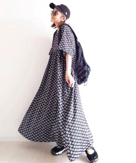【コーナーズ/CORNERS】のCORNERS by yui コモン柄カフタンワンピース 人気、トレンドファッション・服の通販 founy(ファニー) ファッション Fashion レディースファッション WOMEN ワンピース Dress |ID:prp329100004524266