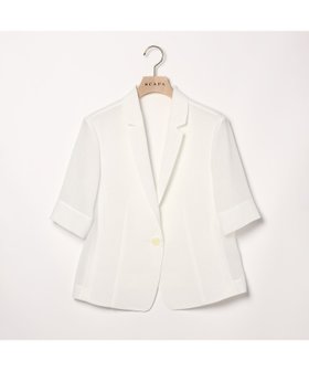 【スキャパ/SCAPA】のスパンカラミ半袖テーラージャケット 人気、トレンドファッション・服の通販 founy(ファニー) ファッション Fashion レディースファッション WOMEN アウター Coat Outerwear ジャケット Jackets ジャケット Jacket 半袖 Short Sleeve 夏 Summer |ID:prp329100004524311