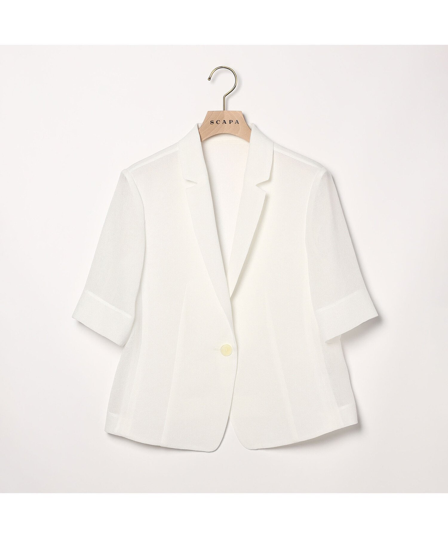 【スキャパ/SCAPA】のスパンカラミ半袖テーラージャケット インテリア・キッズ・メンズ・レディースファッション・服の通販 founy(ファニー) 　ファッション　Fashion　レディースファッション　WOMEN　アウター　Coat Outerwear　ジャケット　Jackets　ジャケット　Jacket　半袖　Short Sleeve　夏　Summer　ホワイト|ID: prp329100004524311 ipo3291000000032002701