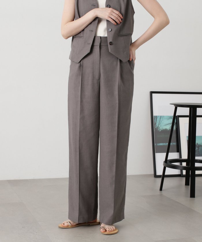 【エヌ ナチュラルビューティーベーシック/N.Natural Beauty basic】の麻混ワイドストレートパンツ《S Size Line》 インテリア・キッズ・メンズ・レディースファッション・服の通販 founy(ファニー) https://founy.com/ ファッション Fashion レディースファッション WOMEN パンツ Pants カットソー Cut And Sew ストレート Straight センター Center トレンド Trend バランス Balance ベスト Vest マニッシュ Mannish ワイド Wide |ID: prp329100004524360 ipo3291000000032002899