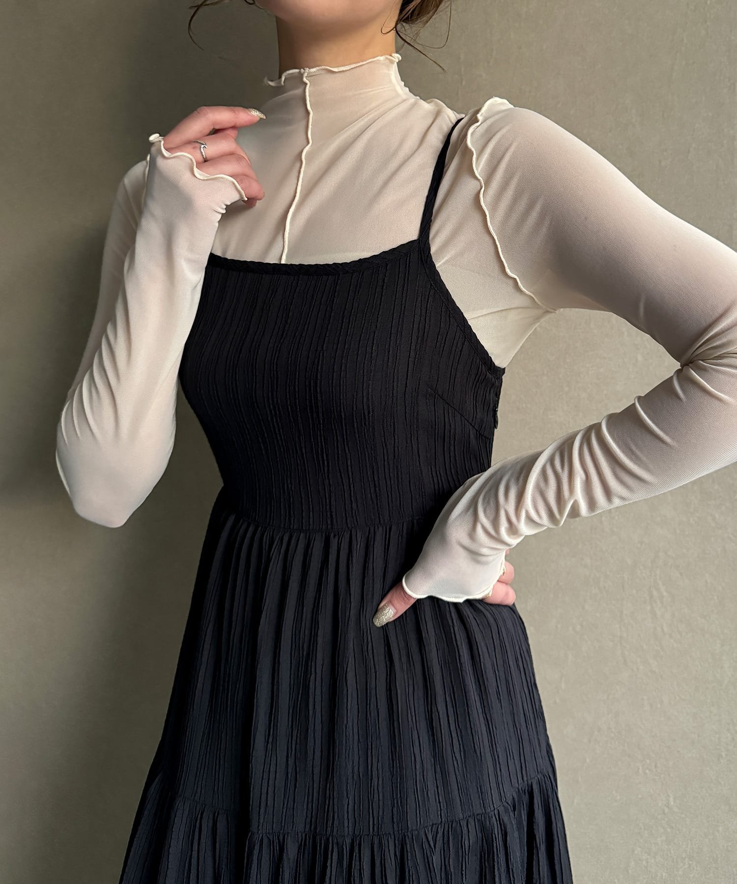 【ジュノア/JUNOAH】の楊柳バックリボンティアードキャミワンピース 人気、トレンドファッション・服の通販 founy(ファニー) 　ファッション　Fashion　レディースファッション　WOMEN　ワンピース　Dress　キャミワンピース　No Sleeve Dresses　 other-1|ID: prp329100004524405 ipo3291000000032003083