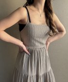 【ジュノア/JUNOAH】の楊柳バックリボンティアードキャミワンピース グレージュ|ID: prp329100004524405 ipo3291000000032003089