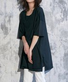 【ラナン/Ranan】のレイヤード風ニットソー半袖チュニック モノトーン|ID: prp329100004524409 ipo3291000000032532197
