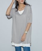 【ラナン/Ranan】のレイヤード風ニットソー半袖チュニック ライトグレー|ID: prp329100004524409 ipo3291000000032532199