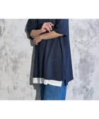 【ラナン/Ranan】のレイヤード風ニットソー半袖チュニック ネイビー|ID: prp329100004524409 ipo3291000000032532204