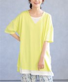 【ラナン/Ranan】のレイヤード風ニットソー半袖チュニック イエロー|ID: prp329100004524409 ipo3291000000032532207
