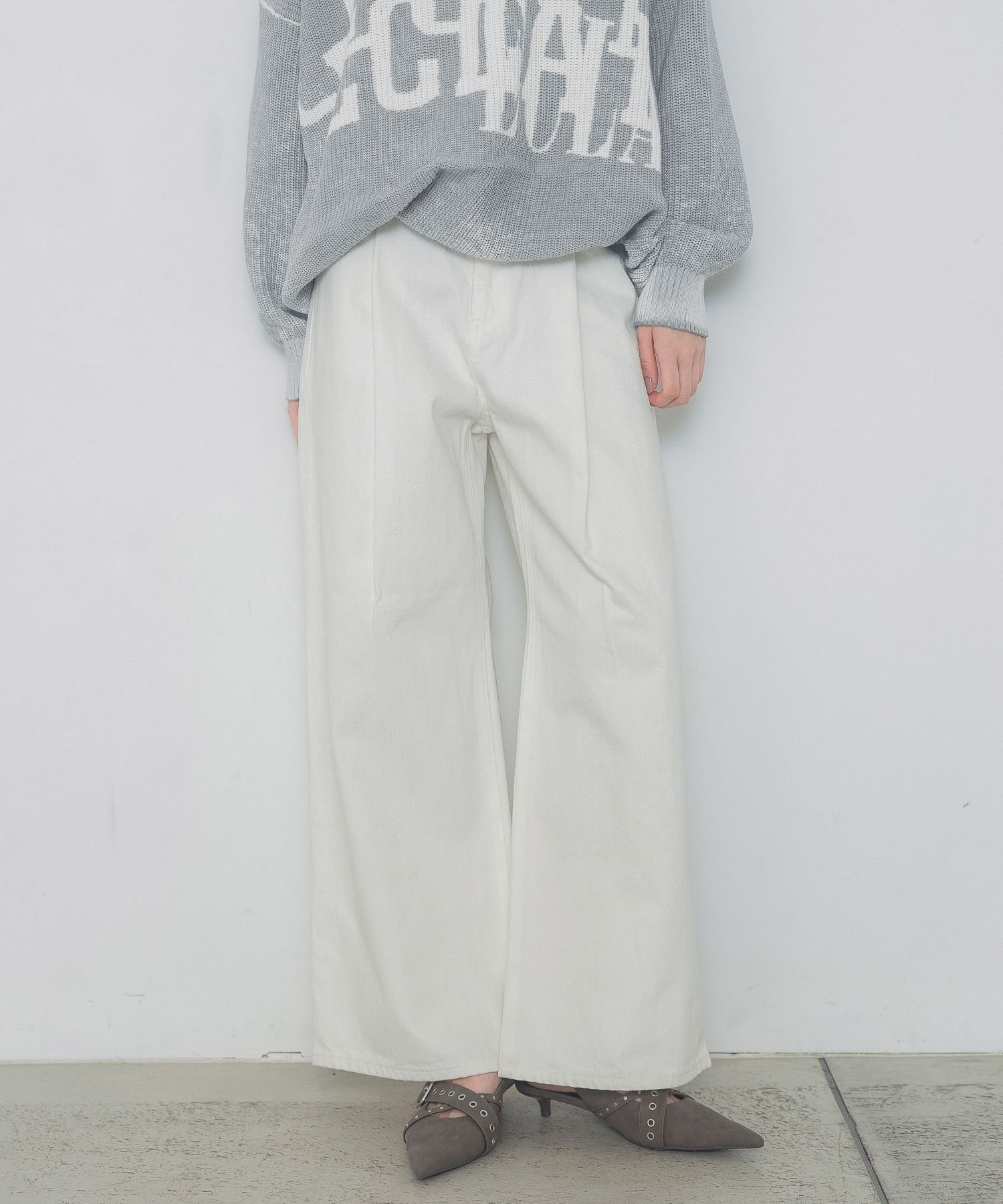 【ジーナシス/JEANASiS】のカラータックデニムワイドパンツ 人気、トレンドファッション・服の通販 founy(ファニー) 　ファッション　Fashion　レディースファッション　WOMEN　パンツ　Pants　ヴィンテージ　Vintage　カットソー　Cut And Sew　ジャケット　Jacket　スウェット　Sweat　デニム　Denim　ブリーチ　Bleach　おすすめ　Recommend　 other-1|ID: prp329100004524414 ipo3291000000032003120
