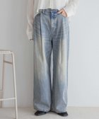 【ジーナシス/JEANASiS】のカラータックデニムワイドパンツ 人気、トレンドファッション・服の通販 founy(ファニー) ファッション Fashion レディースファッション WOMEN パンツ Pants ヴィンテージ Vintage カットソー Cut And Sew ジャケット Jacket スウェット Sweat デニム Denim ブリーチ Bleach おすすめ Recommend thumbnail ライトブルー|ID: prp329100004524414 ipo3291000000032003129