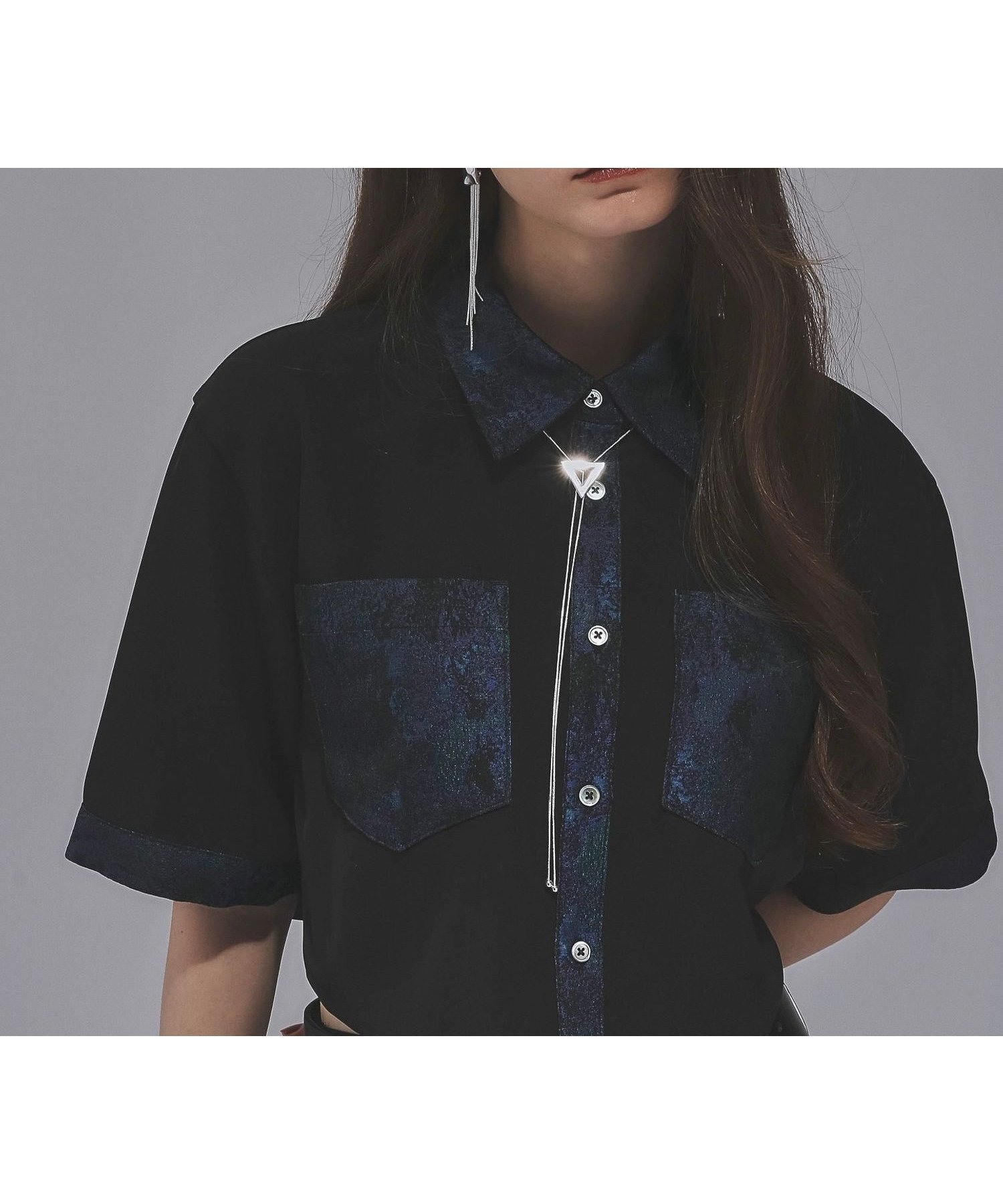 【ハレ/HARE】のジャガードキリカエショートシャツ インテリア・キッズ・メンズ・レディースファッション・服の通販 founy(ファニー) 　ファッション　Fashion　レディースファッション　Ladies' Fashion Online　トップス・カットソー　Tops/Tshirt　シャツ/ブラウス　Shirts/Blouses　キャミソール　Camisole　シアー　Sheer　ショート　Short　ポケット　Pocket　ワイド　Wide　切替　Switching　半袖　Short Sleeve　夏　Summer　羽織　Haori　ブルーパープル95|ID: prp329100004524441 ipo3291000000032521411