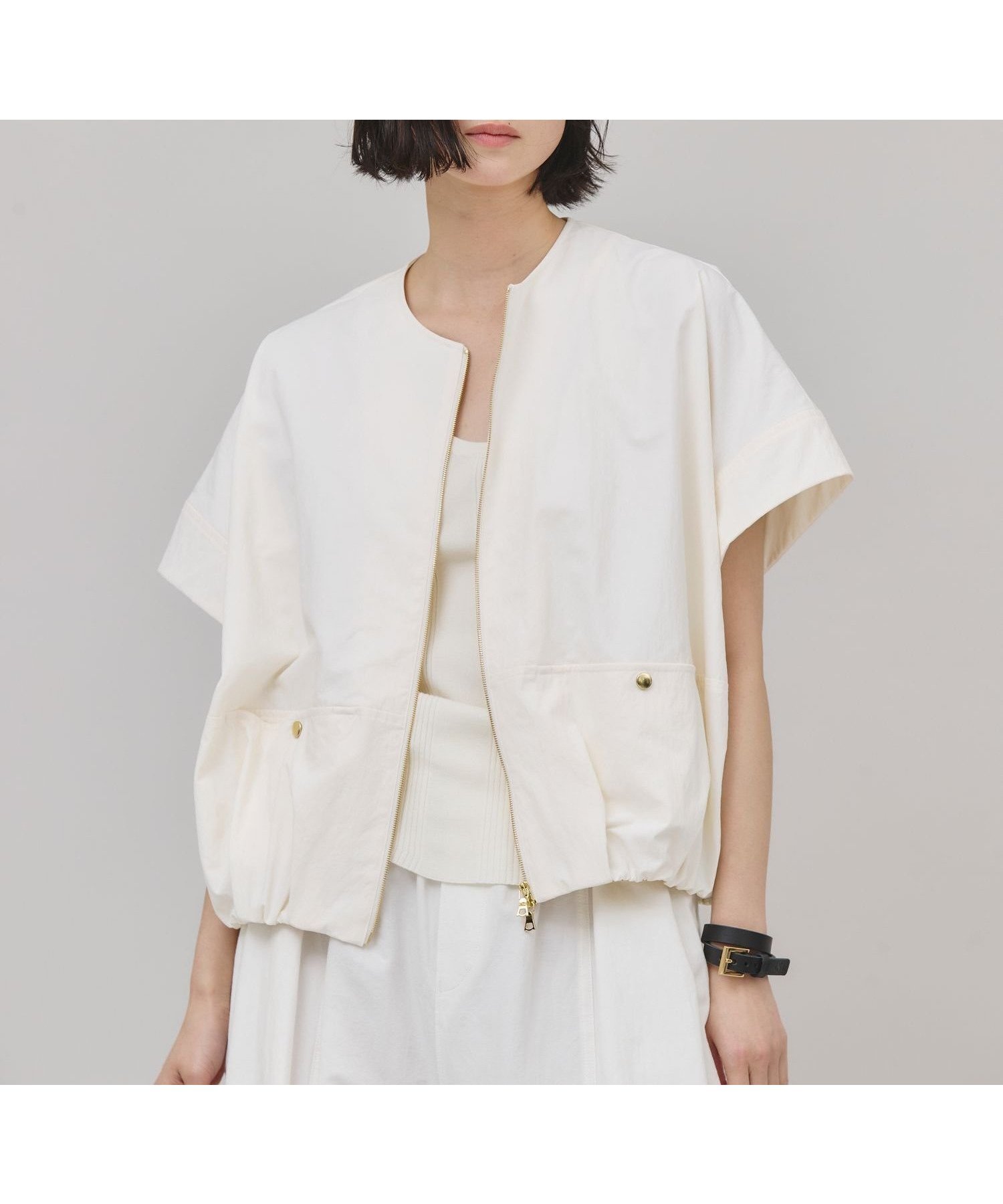 【カレンソロジー/Curensology】のタスランジップブラウス インテリア・キッズ・メンズ・レディースファッション・服の通販 founy(ファニー) 　ファッション　Fashion　レディースファッション　WOMEN　トップス・カットソー　Tops/Tshirt　シャツ/ブラウス　Shirts/Blouses　エレガント 上品　Elegant　ギャザー　Gather　サテン　Satin　ジップ　Zip　バランス　Balance　ブルゾン　Blouson　ワッシャー　Washer　日本製　Made In Japan　夏　Summer　ホワイト02|ID: prp329100004524469 ipo3291000000032003373