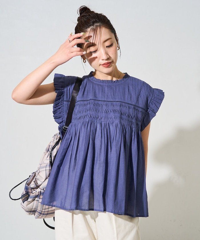 【フリークスストア/FREAK'S STORE】の限定展開 インド ボイル ピンタック ギャザー フリル ブラウス 25SS インテリア・キッズ・メンズ・レディースファッション・服の通販 founy(ファニー) 　ファッション　Fashion　レディースファッション　WOMEN　トップス・カットソー　Tops/Tshirt　シャツ/ブラウス　Shirts/Blouses　イエロー　Yellow　インド　India　ギャザー　Gather　ショート　Short　フェミニン　Feminine　フリル　Frills　フロント　Front　S/S・春夏　Ss・Spring/Summer　夏　Summer　2025年　2025　2025春夏・S/S　Ss,Spring/Summer,2025　ネイビー|ID: prp329100004524521 ipo3291000000032212909