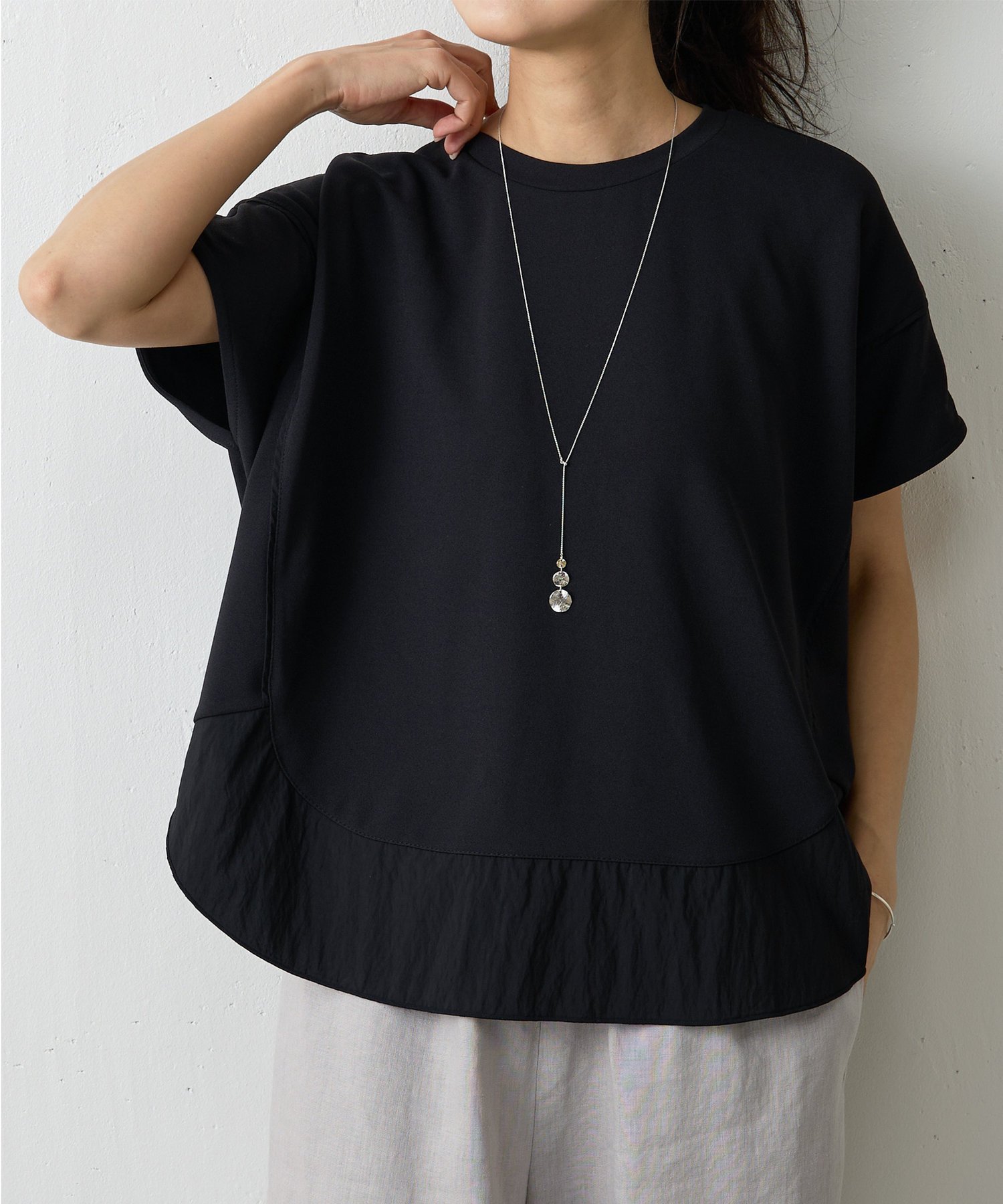 【その他のブランド/Other】のラウンドヘムT インテリア・キッズ・メンズ・レディースファッション・服の通販 founy(ファニー) 　ファッション　Fashion　レディースファッション　Fashion for Women　おすすめ　Recommended / Our Picks　インナー　Innerwear　カーディガン　Cardigan, Knitwear　コンパクト　Compact, Small Size　ボトム　Bottoms, Lower Wear　ラウンド　Round, Round Neck　ワイド　Wide, Wide Fit　ブラック|ID: prp329100004524530 ipo3291000000032497092