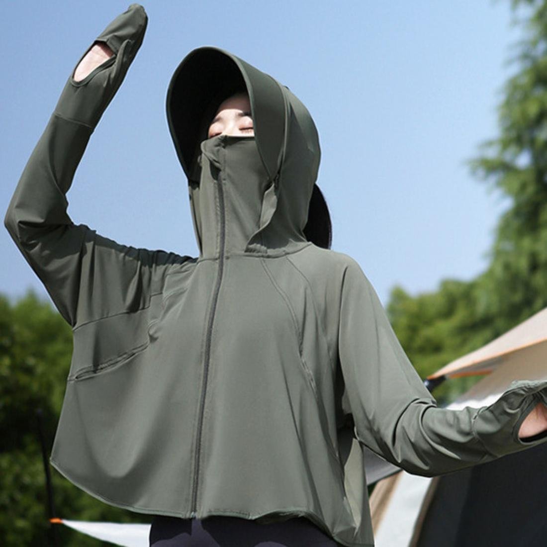 【メゾンドラティール/maison de LATIR】の接触冷感UVカットパーカー インテリア・キッズ・メンズ・レディースファッション・服の通販 founy(ファニー) 　ファッション　Fashion　レディースファッション　Fashion for Women　トップス・カットソー　Cut & Sew Tops　レディースパーカー・カジュアルフーディー　Casual Hoodies & Sweatshirts　おすすめ　Recommended / Our Picks　アウトドア　Outdoor Clothing　パーカー　Hoodie, Parka　夏　Summer　楽ちん　Easy Fit, Comfortable　カーキ|ID: prp329100004524543 ipo3291000000032668226
