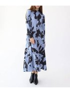 【ラシュッド/LASUD】のインクアートプリントロングワンピース ダークブルー|ID: prp329100004524547 ipo3291000000032722591