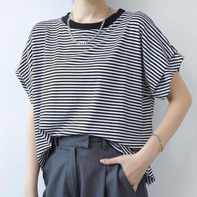 【メゾンドラティール/maison de LATIR】のタックスリーブ半袖カットソー 人気、トレンドファッション・服の通販 founy(ファニー) ファッション Fashion レディースファッション WOMEN トップス・カットソー Tops/Tshirt カットソー Cut and Sewn カットソー Cut And Sew シンプル Simple スリーブ Sleeve ボーダー Border 半袖 Short Sleeve 無地 Plain Color ビジネス 仕事 通勤 Business |ID:prp329100004524562