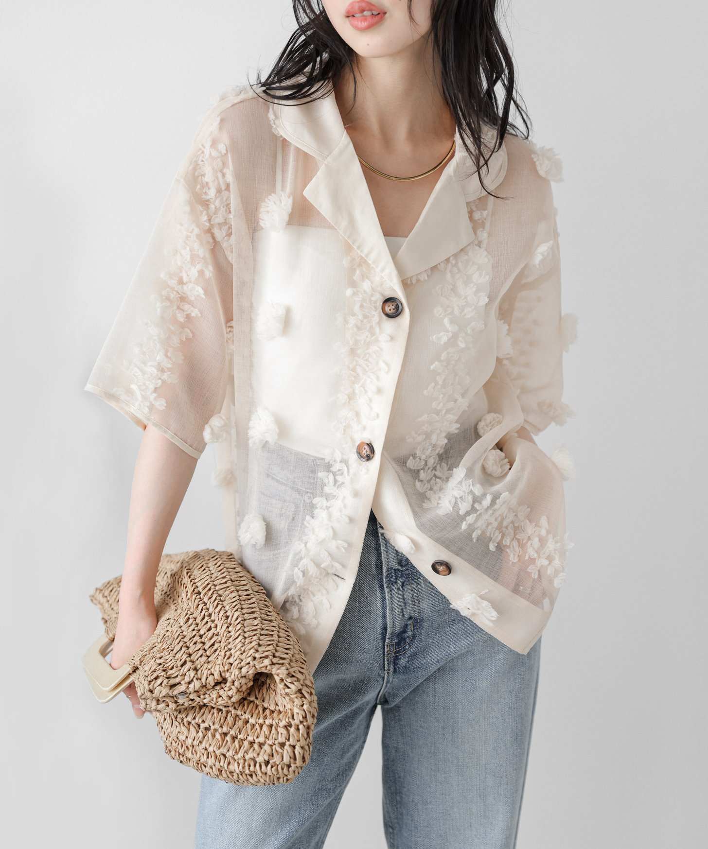 【その他のブランド/Other】のシアージャガード シャツジャケット インテリア・キッズ・メンズ・レディースファッション・服の通販 founy(ファニー) 　ファッション　Fashion　レディースファッション　Fashion for Women　アウター　Coat / Outerwear Collection　レディースジャケット・軽アウター　Jackets　キャミソール　Camisole, Spaghetti Strap Top　シアー　Sheer, See-Through　ジャケット　Jacket, Outerwear　タンク　Tank Top, Sleeveless Top　モチーフ　Motif, Design Theme　リラックス　Relax, Relaxed Fit　エレガント 上品　Elegant　夏　Summer　春　Spring　S/S・春夏　SS, Spring/Summer, Warm Season　ベージュ|ID: prp329100004524609 ipo3291000000032750312