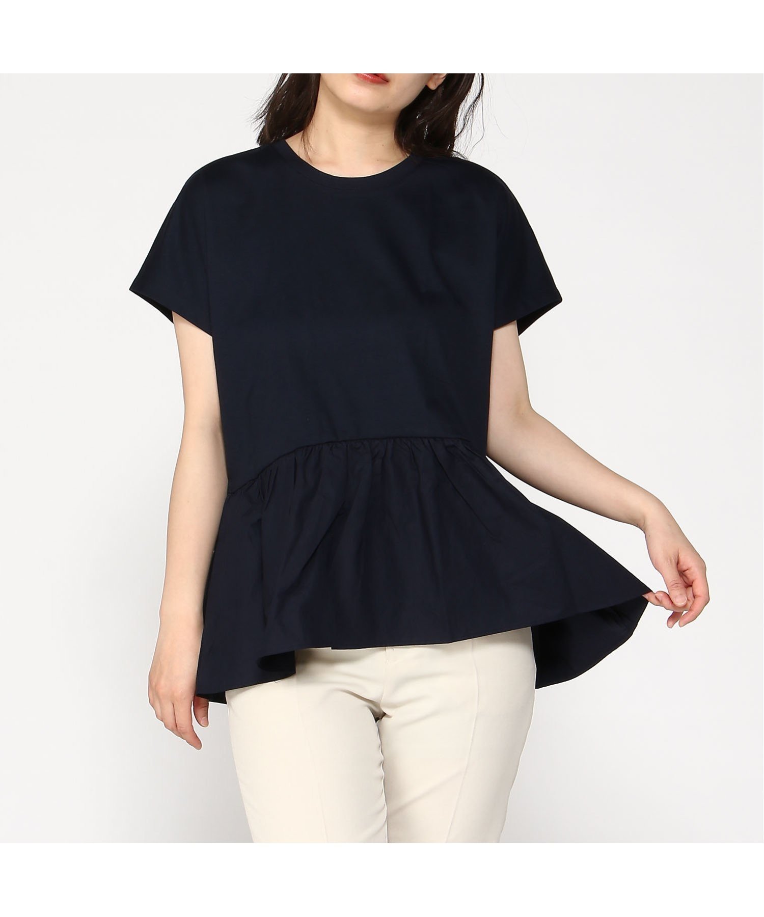 【バナナリパブリック ファクトリーストア/BANANA REPUBLIC FACTORY STORE】のBANANA REPUBLIC FACTORY STORE 日本限定 ミックスメディアペプラムトップス インテリア・キッズ・メンズ・レディースファッション・服の通販 founy(ファニー) 　ファッション　Fashion　レディースファッション　WOMEN　トップス・カットソー　Tops/Tshirt　フレア　Flare　ペプラム　Peplum　PREPPY_NAVY|ID: prp329100004524658 ipo3291000000032339766