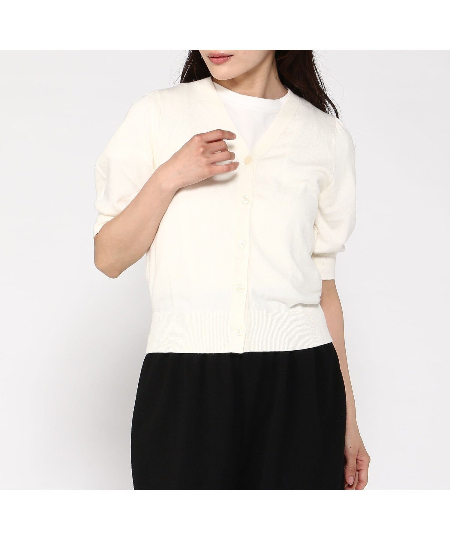 【バナナリパブリック ファクトリーストア/BANANA REPUBLIC FACTORY STORE】のBANANA REPUBLIC FACTORY STORE 日本限定 半袖パフスリーブ フォーエバーカーディガン インテリア・キッズ・メンズ・レディースファッション・服の通販 founy(ファニー) 　ファッション　Fashion　レディースファッション　WOMEN　トップス・カットソー　Tops/Tshirt　カーディガン　Cardigans　カーディガン　Cardigan　スリーブ　Sleeve　ミックス　Mix　半袖　Short Sleeve　SNOW_DAY|ID: prp329100004524689 ipo3291000000032333258