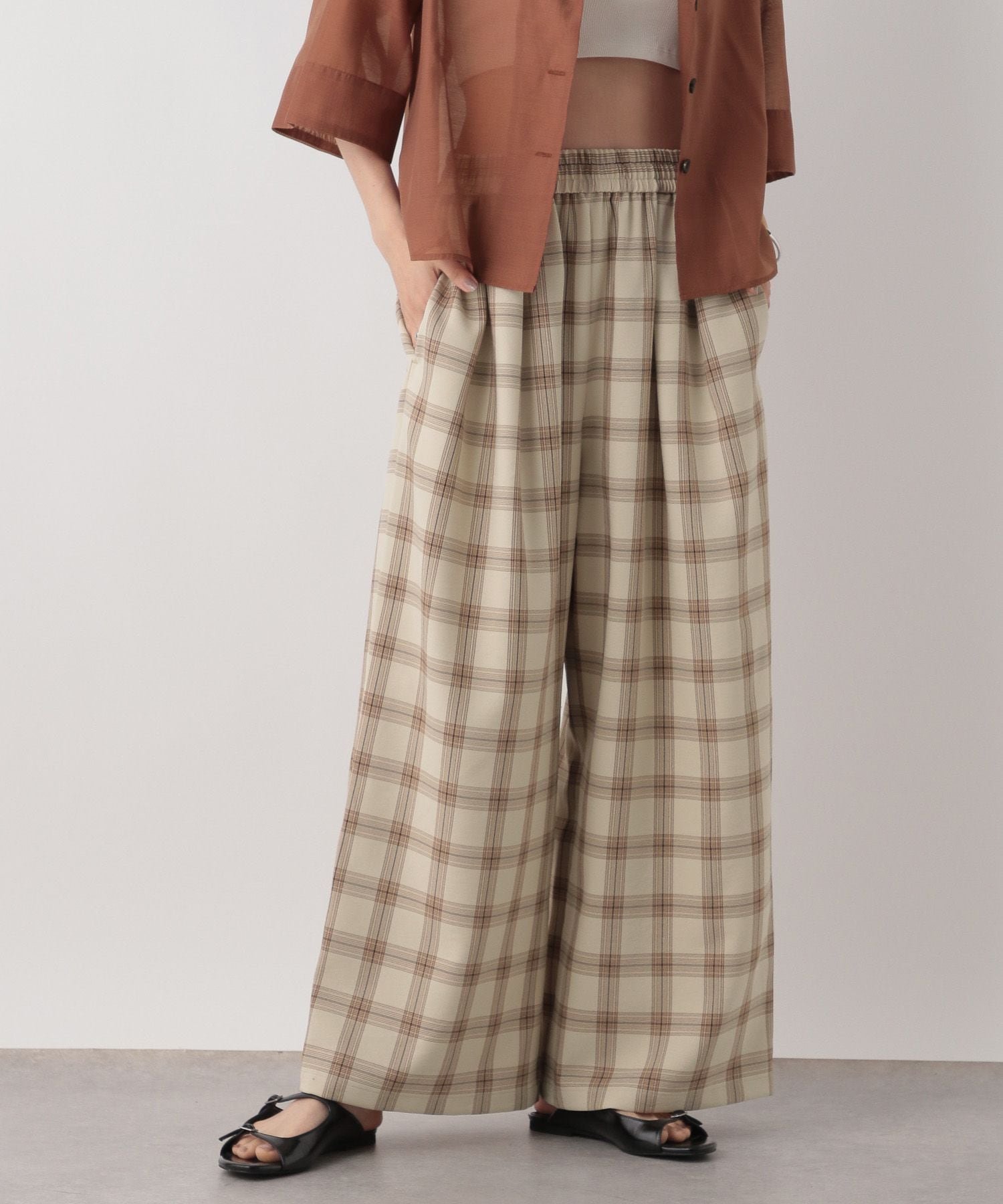 【ローリーズファーム/LOWRYS FARM】のホップサックイージーパンツ インテリア・キッズ・メンズ・レディースファッション・服の通販 founy(ファニー) 　ファッション　Fashion　レディースファッション　Fashion for Women　パンツ　Pants & Trousers　ギャザー　Gathered, Ruffled　セットアップ　Set-Up, Coordinated Outfit　フィット　Fit, Slim Fit　ワイド　Wide, Wide Fit　人気　Popular, Best Seller　定番　Standard, Basic Item　チェック|ID: prp329100004524695 ipo3291000000032715499