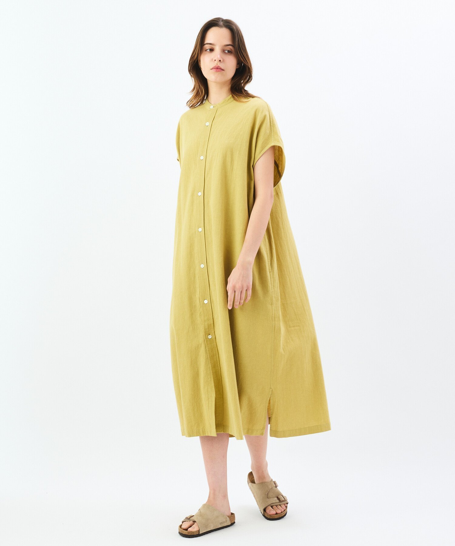 【ビショップ/Bshop】のコットンリネンボイル スリーブレスワンピース WOMEN インテリア・キッズ・メンズ・レディースファッション・服の通販 founy(ファニー) 　ファッション　Fashion　レディースファッション　WOMEN　ワンピース　Dress　ギャザー　Gather　スリーブ　Sleeve　フレンチ　French　ボックス　Box　ポケット　Pocket　ヨーク　Yoke　ヴィンテージ　Vintage　MUSTARD|ID: prp329100004524699 ipo3291000000032004261