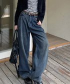 【ミニミニストア/miniministore】のタックワイドデニムパンツレディース韓国風 インディゴブルー|ID: prp329100004524724 ipo3291000000032004353