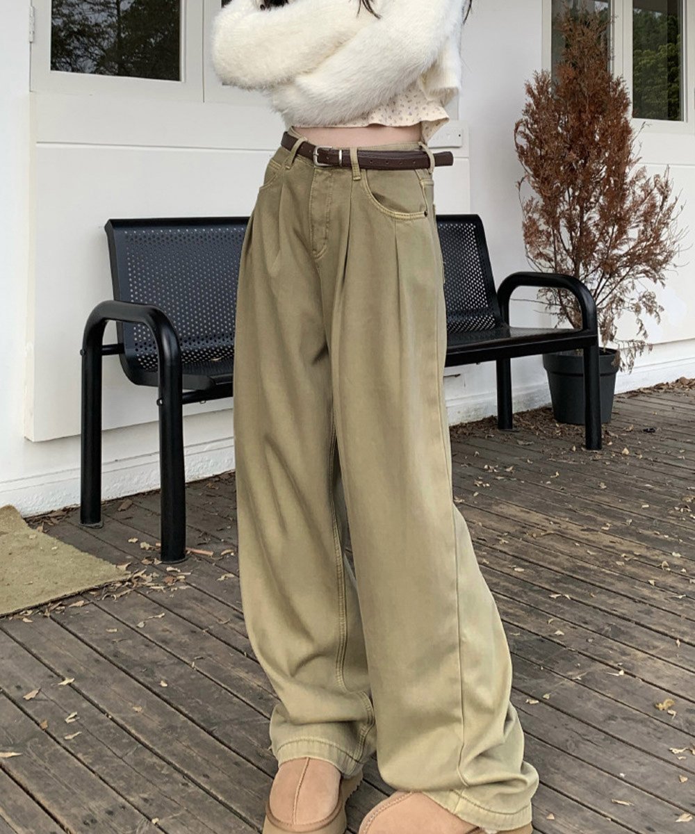 【ミニミニストア/miniministore】のタックワイドデニムパンツレディース韓国風 インテリア・キッズ・メンズ・レディースファッション・服の通販 founy(ファニー) 　ファッション　Fashion　レディースファッション　WOMEN　パンツ　Pants　デニムパンツ　Denim Pants　春　Spring　キャミソール　Camisole　ジーンズ　Jeans　スウェット　Sweat　トレンド　Trend　パーカー　Hoodie　ポケット　Pocket　ワイド　Wide　A/W・秋冬　Aw・Autumn/Winter・Fw・Fall-Winter　S/S・春夏　Ss・Spring/Summer　夏　Summer　ダークベージュ|ID: prp329100004524724 ipo3291000000032004355