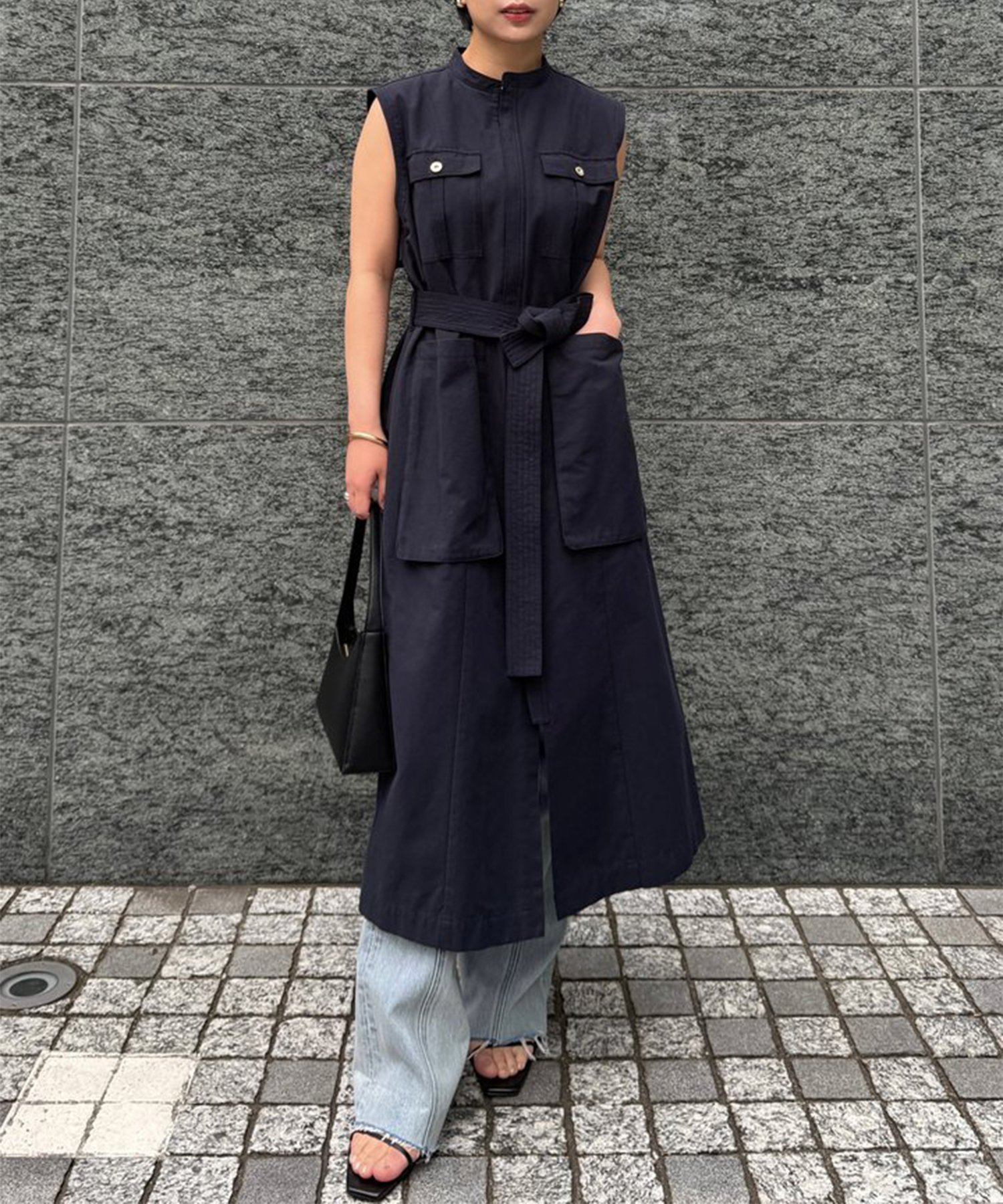 【アニュアンス/anuans】のチノロングベスト インテリア・キッズ・メンズ・レディースファッション・服の通販 founy(ファニー) 　ファッション　Fashion　レディースファッション　WOMEN　アウター　Coat Outerwear　トップス・カットソー　Tops/Tshirt　ベスト/ジレ　Gilets/Vests　ジュエリー　Jewelry　スタイリッシュ　Stylish　フレア　Flare　ベスト　Vest　ポケット　Pocket　ヨーク　Yoke　ロング　Long　エレガント 上品　Elegant　NAVY|ID: prp329100004524742 ipo3291000000032004417