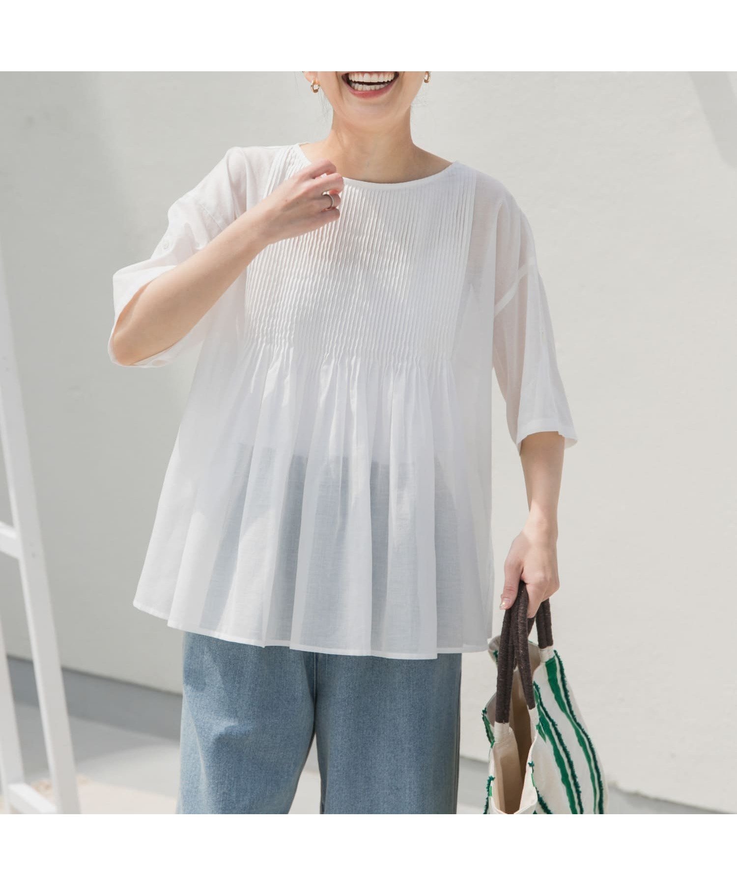 【アーバンリサーチ ドアーズ/URBAN RESEARCH DOORS】の『UR TECH』ボイルピンタックブラウス インテリア・キッズ・メンズ・レディースファッション・服の通販 founy(ファニー) 　ファッション　Fashion　レディースファッション　WOMEN　トップス・カットソー　Tops/Tshirt　シャツ/ブラウス　Shirts/Blouses　2025年　2025　2025春夏・S/S　Ss,Spring/Summer,2025　シンプル　Simple　フロント　Front　エレガント 上品　Elegant　夏　Summer　抗菌　Antibacterial　S/S・春夏　Ss・Spring/Summer　OFF|ID: prp329100004524775 ipo3291000000032431637