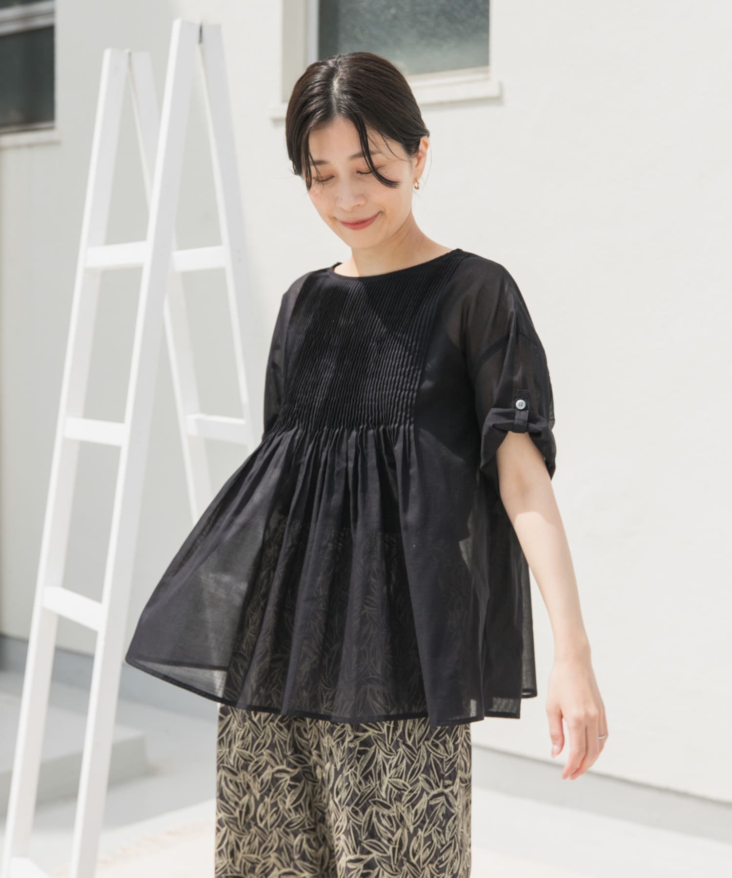 【アーバンリサーチ ドアーズ/URBAN RESEARCH DOORS】の『UR TECH』ボイルピンタックブラウス インテリア・キッズ・メンズ・レディースファッション・服の通販 founy(ファニー) 　ファッション　Fashion　レディースファッション　WOMEN　トップス・カットソー　Tops/Tshirt　シャツ/ブラウス　Shirts/Blouses　2025年　2025　2025春夏・S/S　Ss,Spring/Summer,2025　シンプル　Simple　フロント　Front　エレガント 上品　Elegant　夏　Summer　抗菌　Antibacterial　S/S・春夏　Ss・Spring/Summer　BLACK|ID: prp329100004524775 ipo3291000000032431639