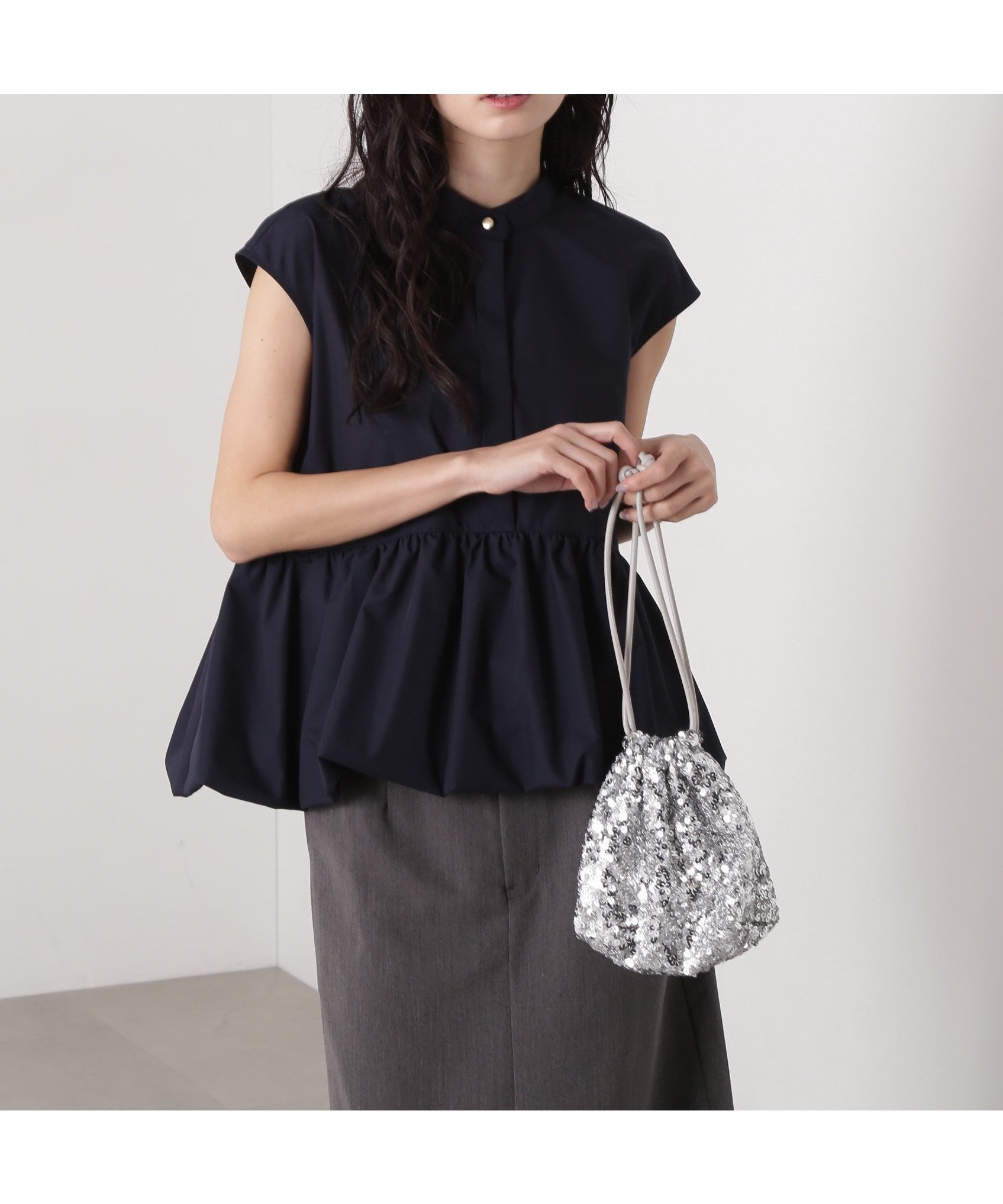 【エヌ ナチュラルビューティーベーシック/N.Natural Beauty basic】のバルーンペプラムブラウス インテリア・キッズ・メンズ・レディースファッション・服の通販 founy(ファニー) 　ファッション　Fashion　レディースファッション　WOMEN　トップス・カットソー　Tops/Tshirt　シャツ/ブラウス　Shirts/Blouses　おすすめ　Recommend　デニム　Denim　ペプラム　Peplum　マニッシュ　Mannish　ネイビー|ID: prp329100004524819 ipo3291000000032004732